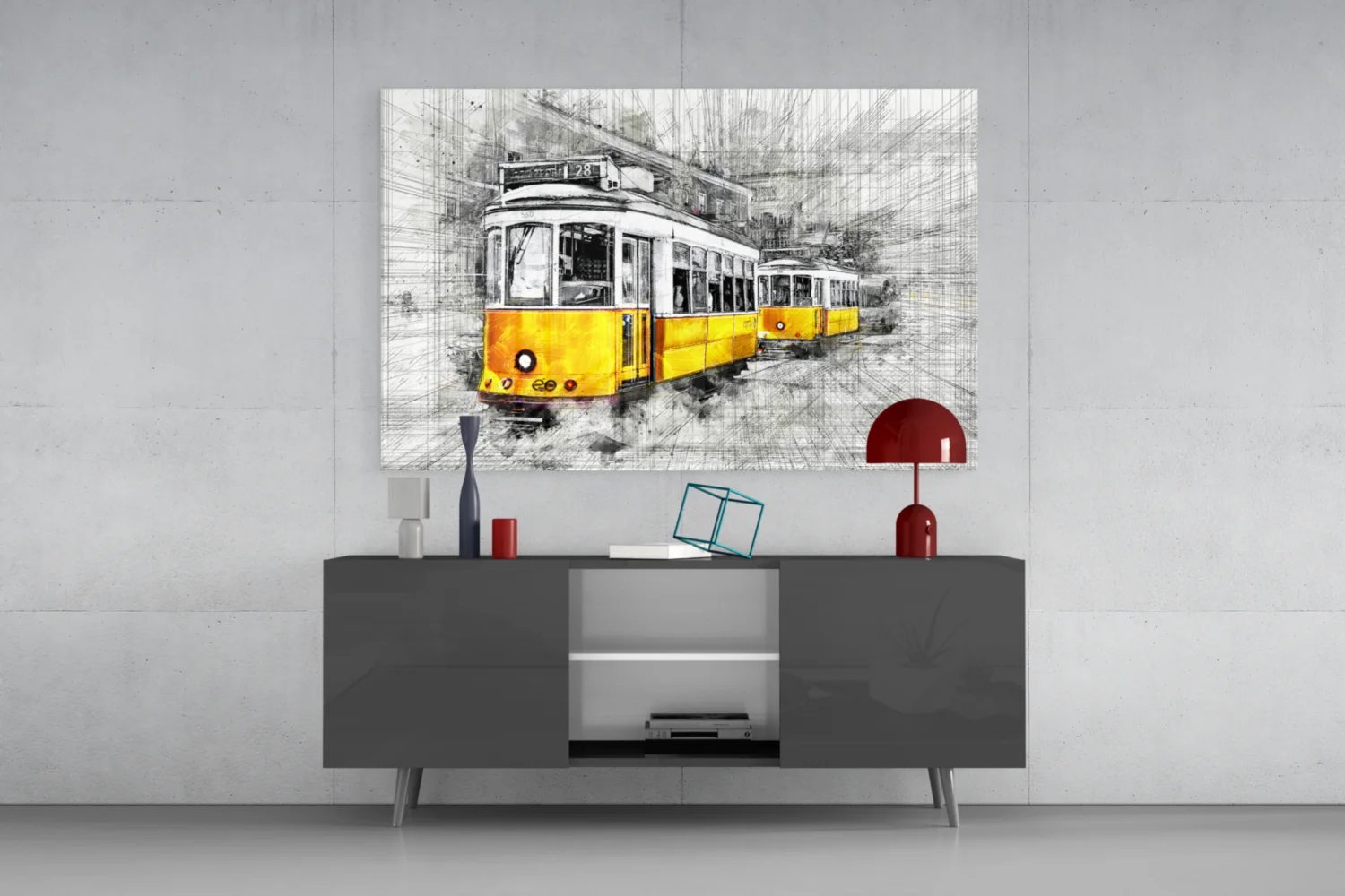Yellow Tram Basel Glass Wall Art - Image 8