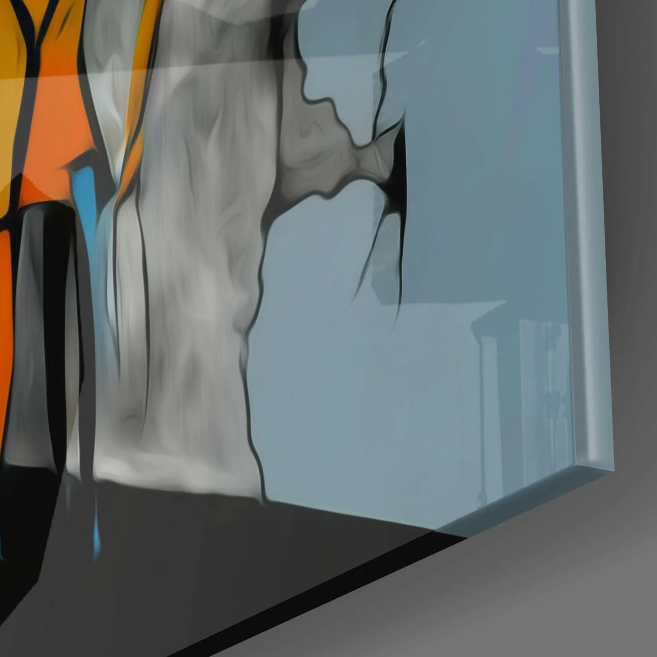 Yellow Woman Cubist Faces Glass Wall Art - Image 3