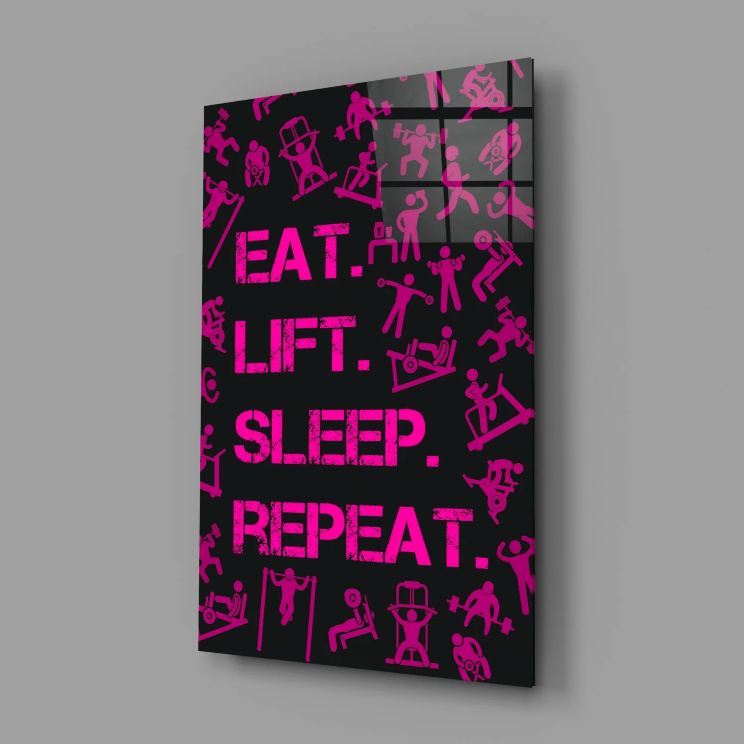 Eat, Lift, Sleep Glass Wall Art - Image 2