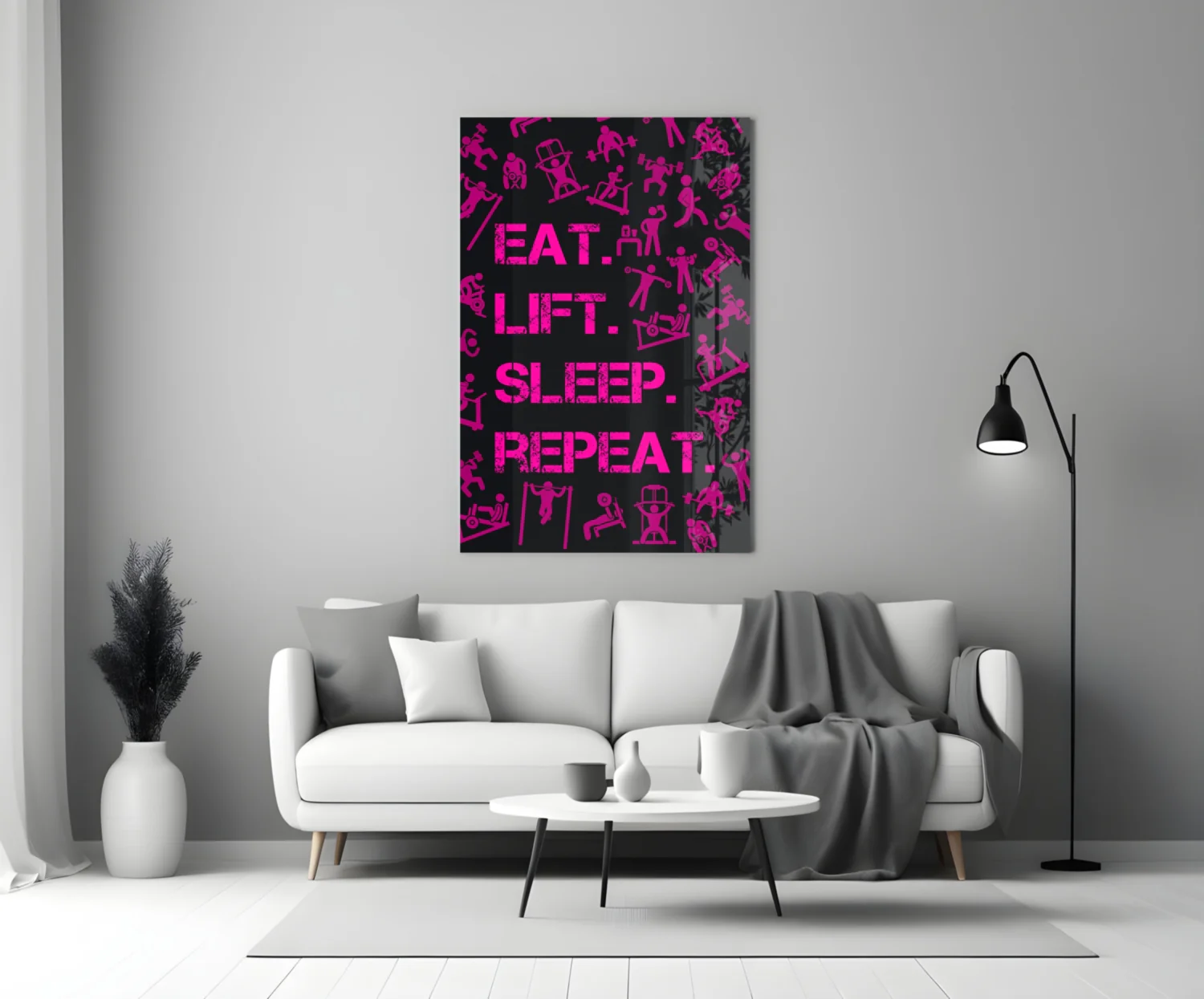 Eat, Lift, Sleep Glass Wall Art - Image 3