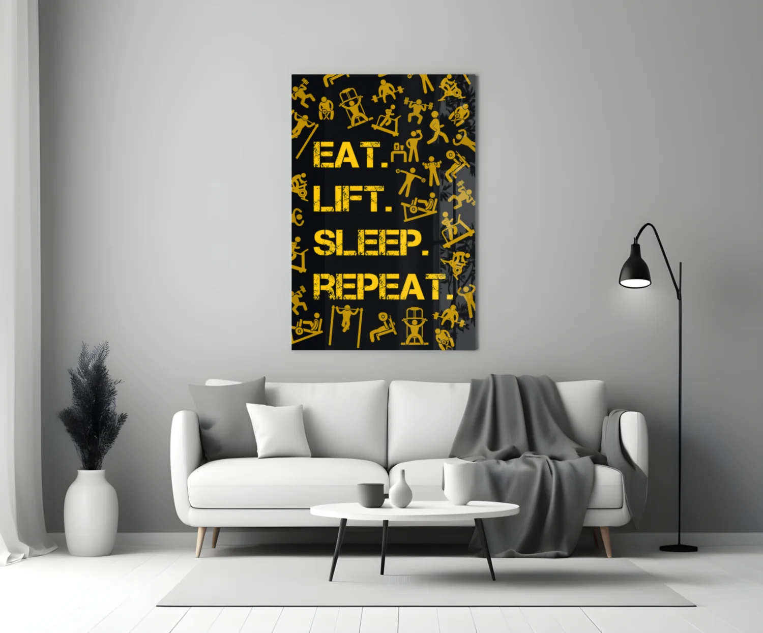 Eat, Lift, Sleep Glass Wall Art - Image 3