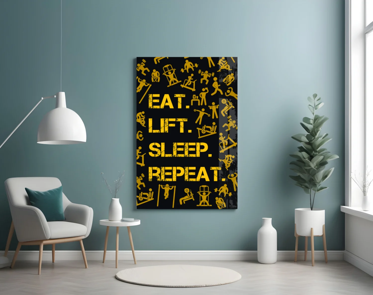 Eat, Lift, Sleep Glass Wall Art - Image 4
