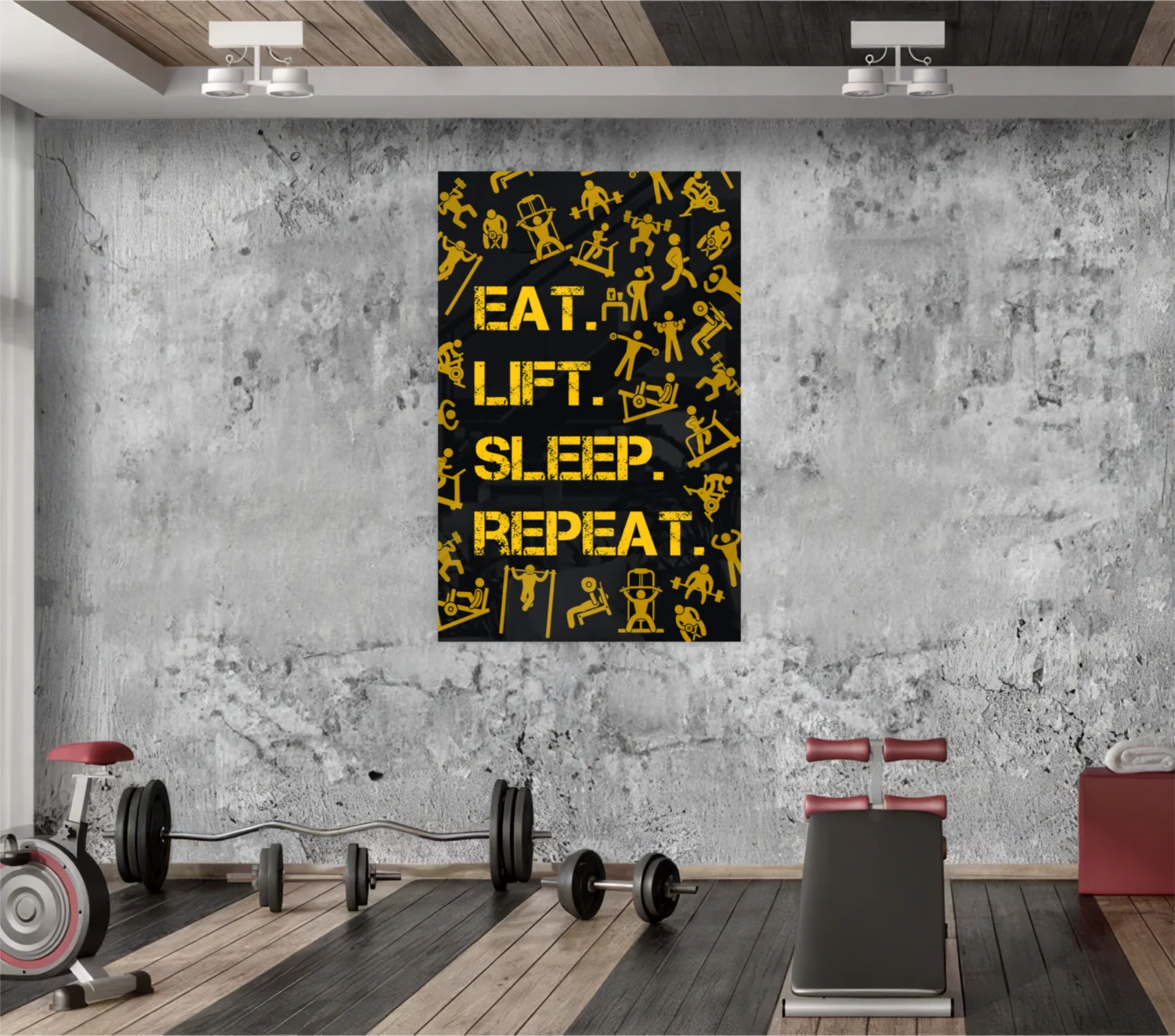 Eat, Lift, Sleep Glass Wall Art - Image 8