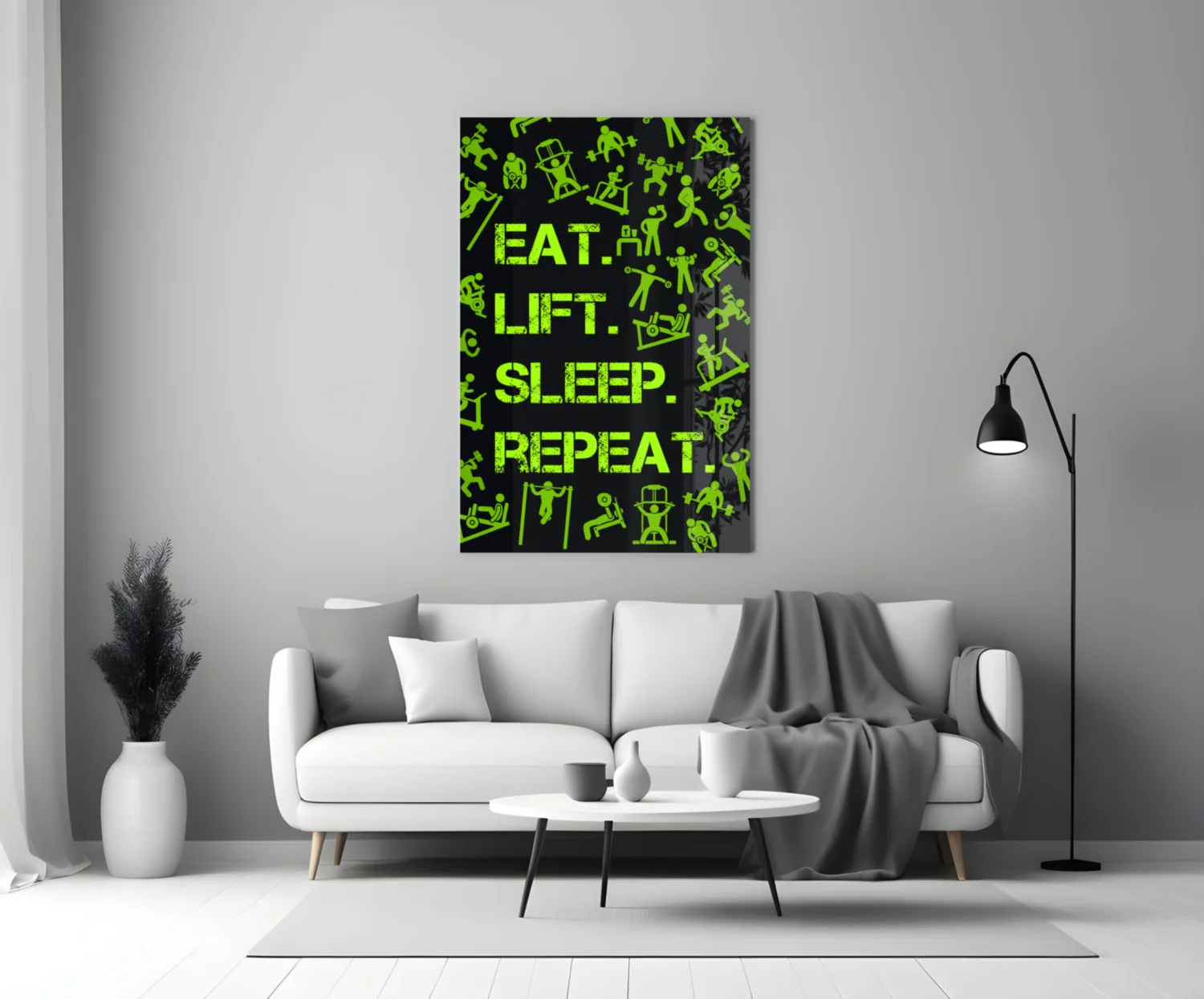 Eat, Lift, Sleep Glass Wall Art - Image 3