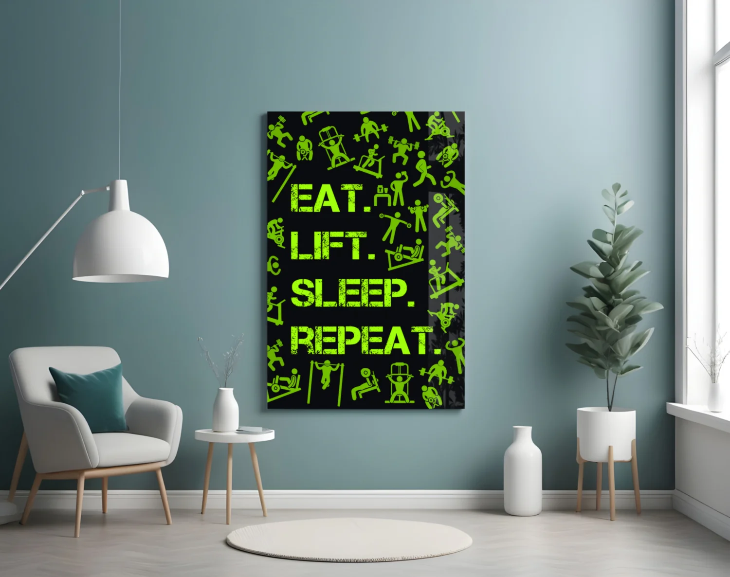 Eat, Lift, Sleep Glass Wall Art - Image 4