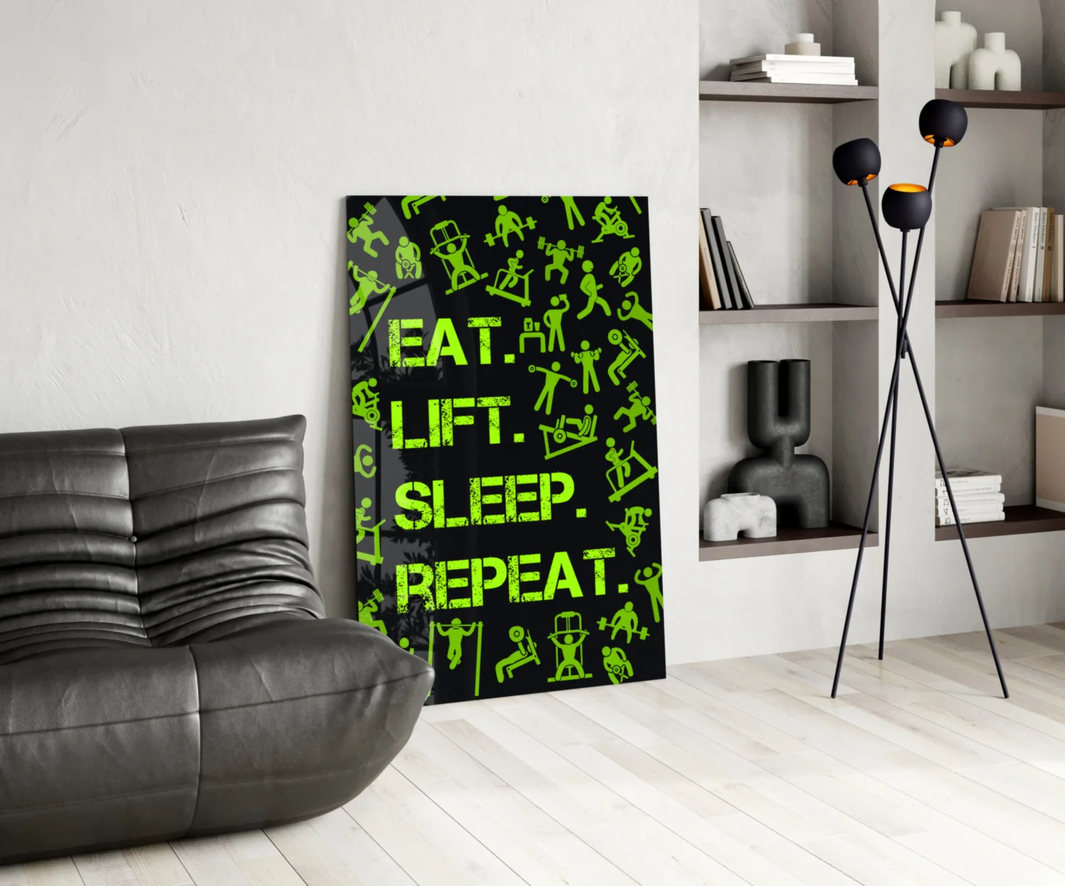 Eat, Lift, Sleep Glass Wall Art - Image 5