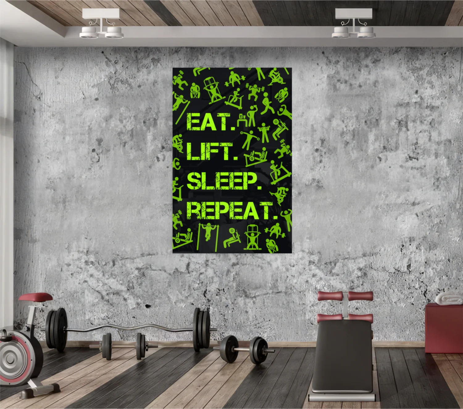 Eat, Lift, Sleep Glass Wall Art - Image 8