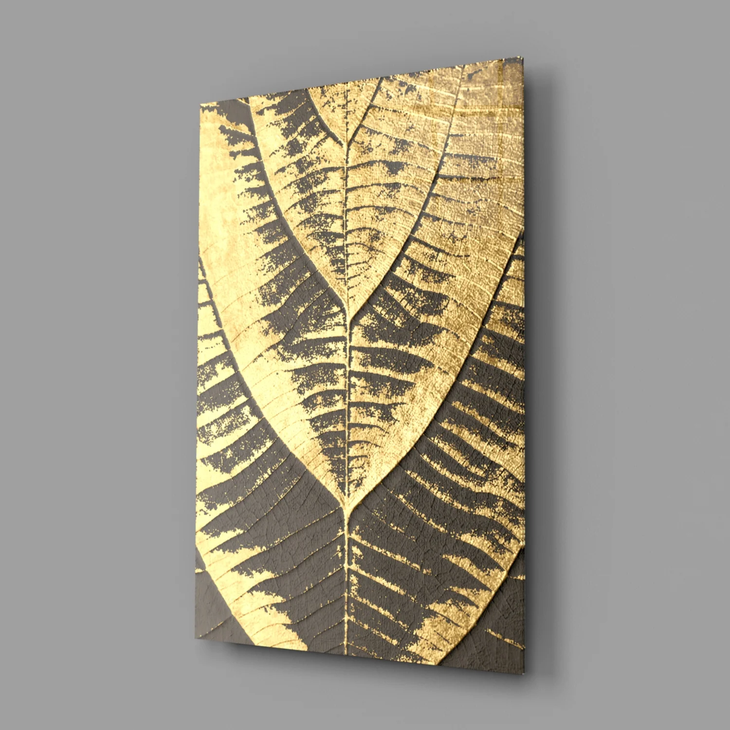 Golden Leaf Glass Wall Art - Image 2