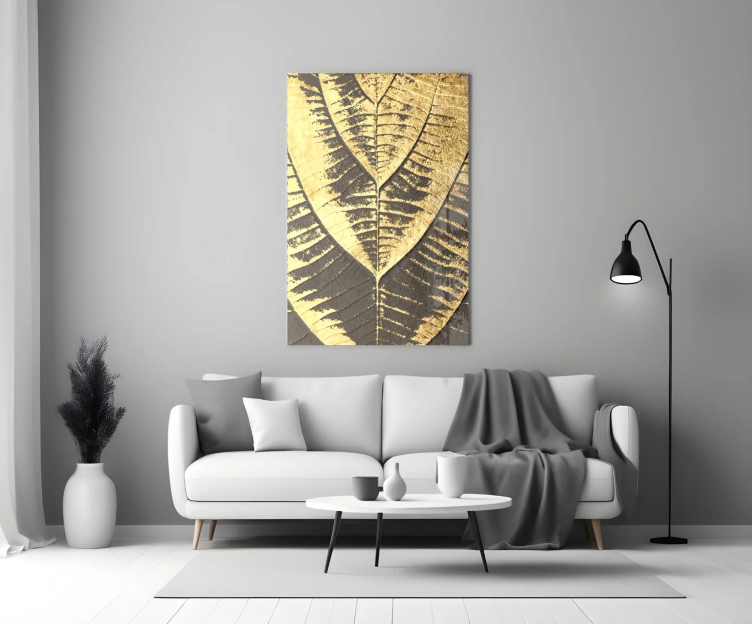 Golden Leaf Glass Wall Art - Image 3
