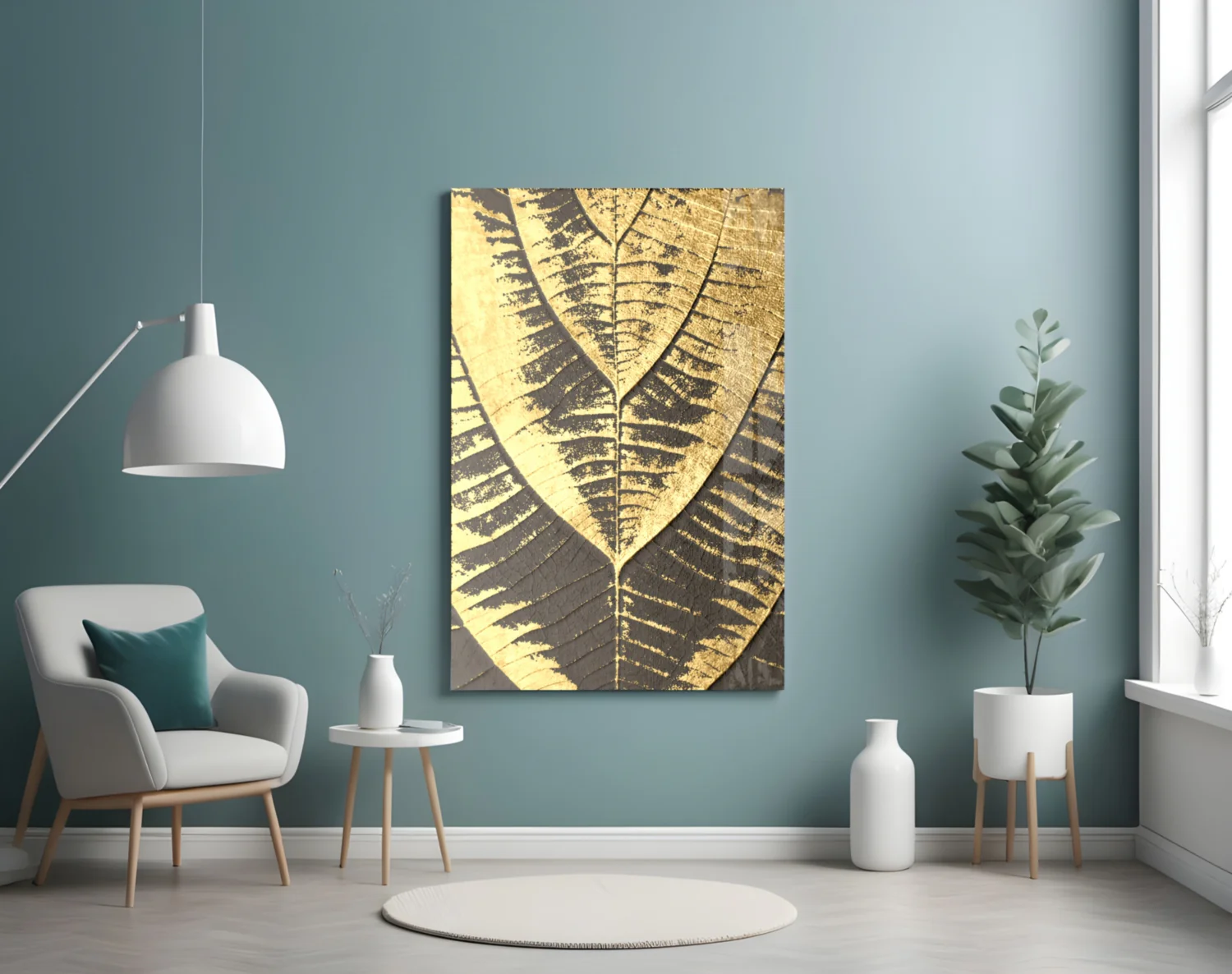 Golden Leaf Glass Wall Art - Image 4