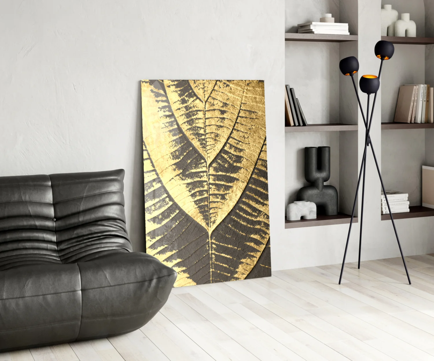 Golden Leaf Glass Wall Art - Image 5