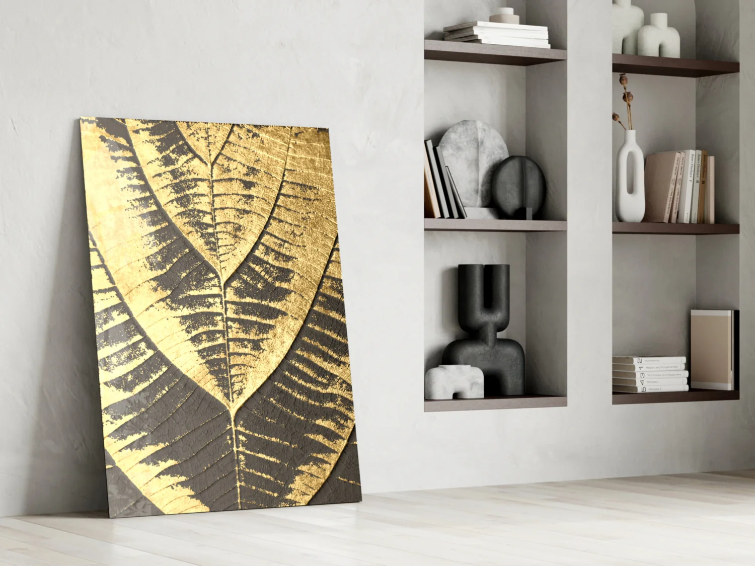 Golden Leaf Glass Wall Art - Image 6