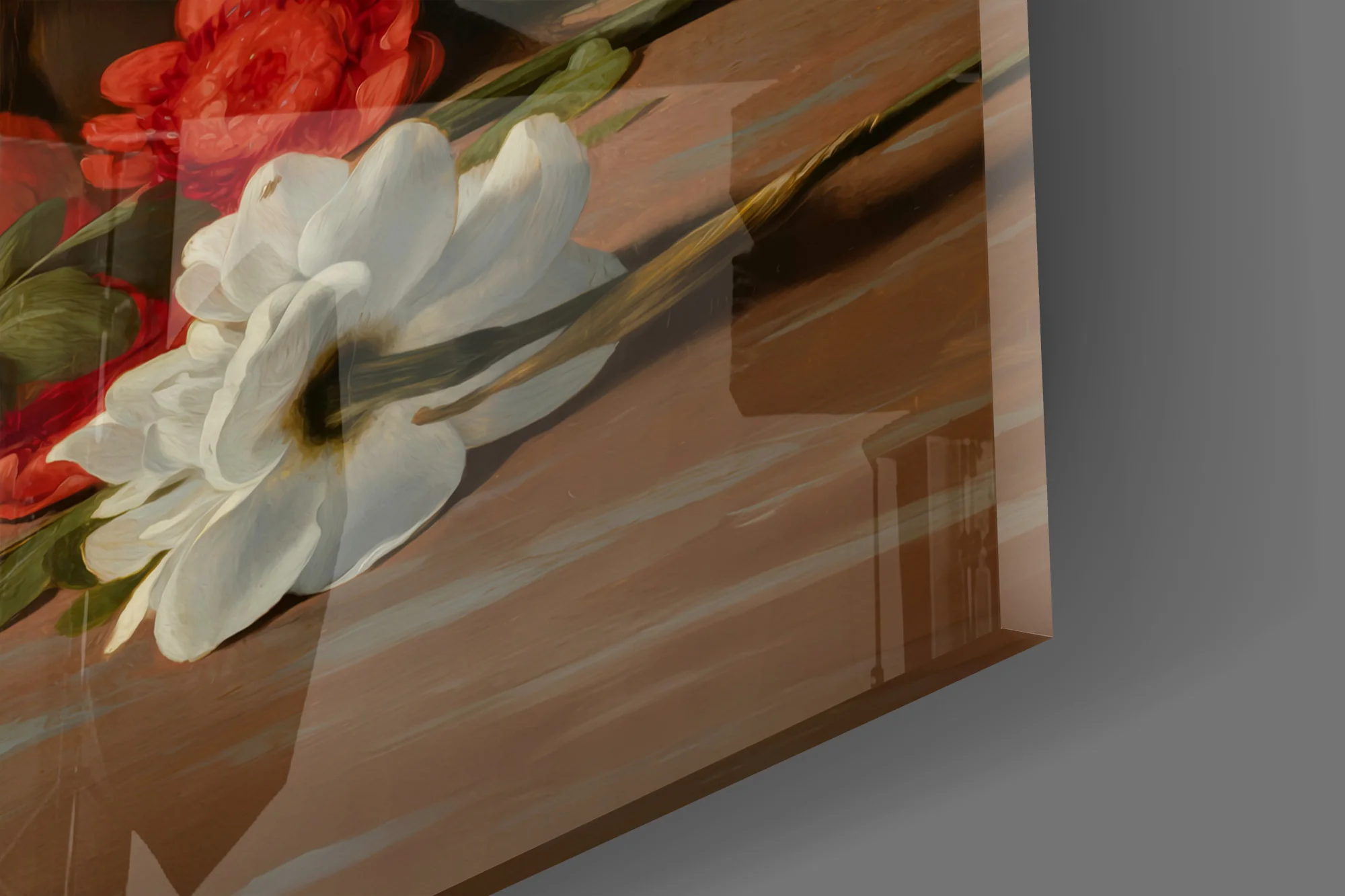 Elegant Dark Floral Bouquet Glass Wall Art - Image 3