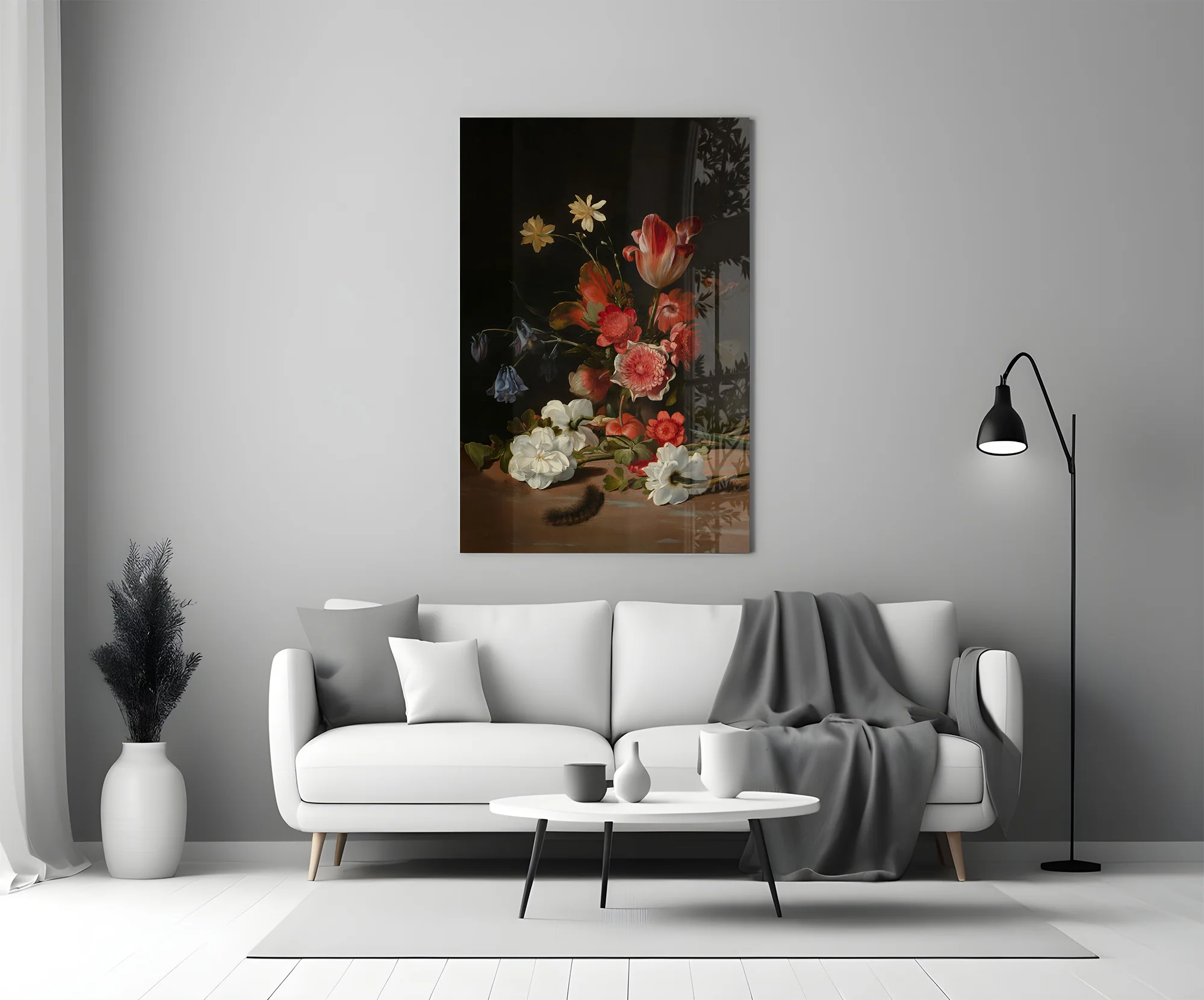 Elegant Dark Floral Bouquet Glass Wall Art - Image 5
