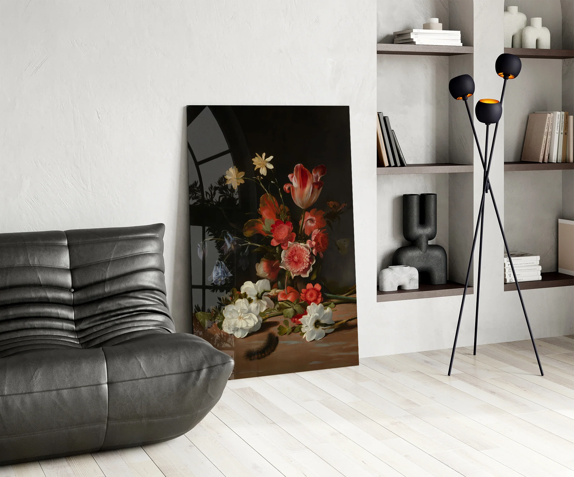 Elegant Dark Floral Bouquet Glass Wall Art - Image 6