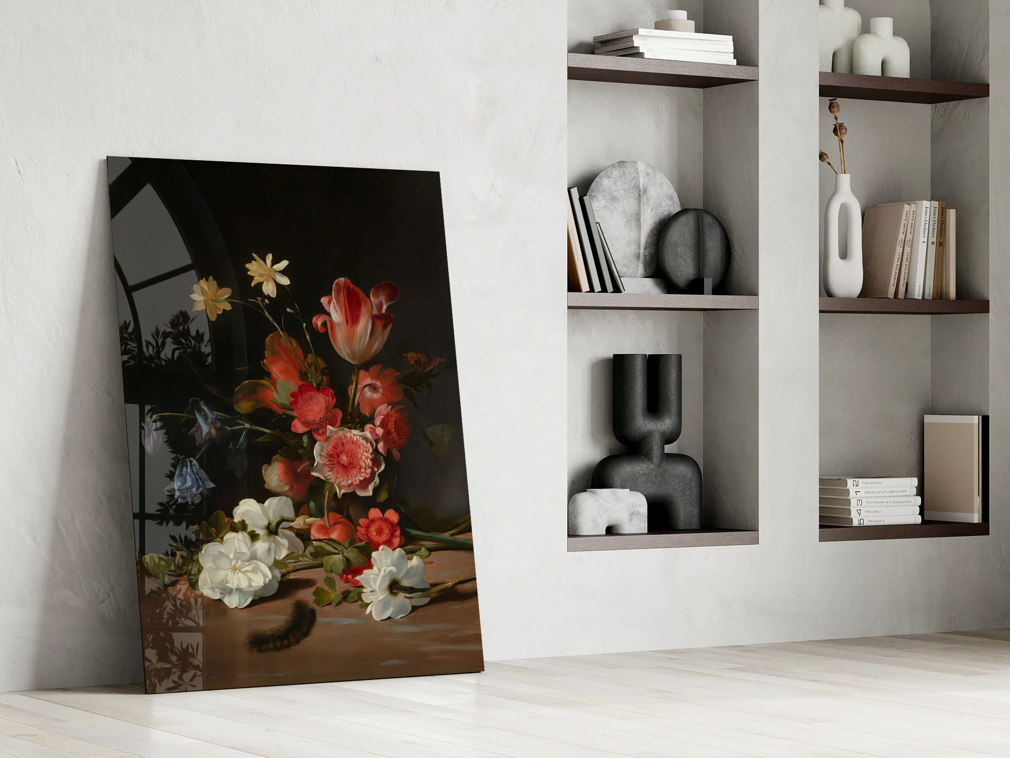 Elegant Dark Floral Bouquet Glass Wall Art - Image 7