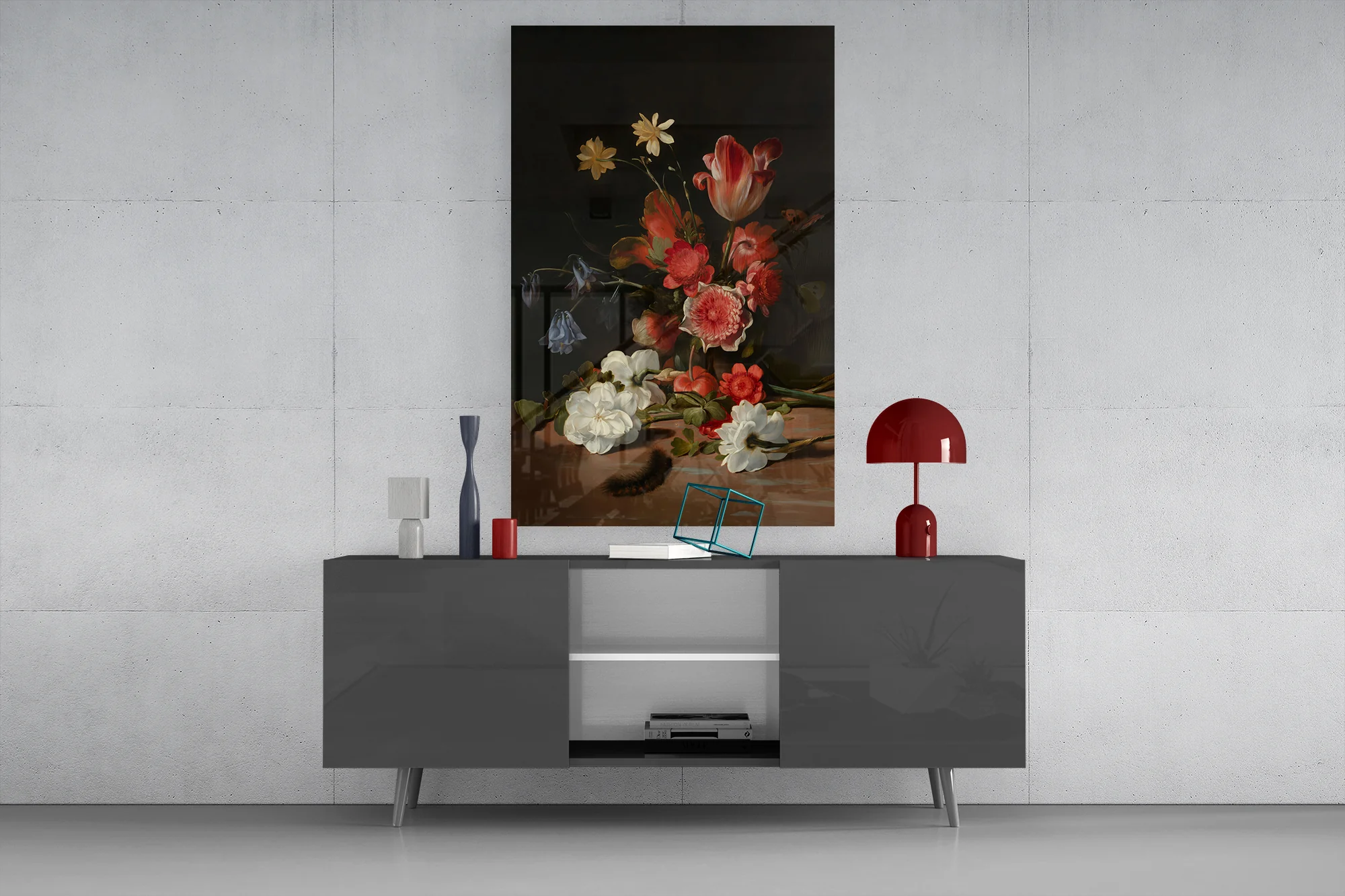 Elegant Dark Floral Bouquet Glass Wall Art - Image 8