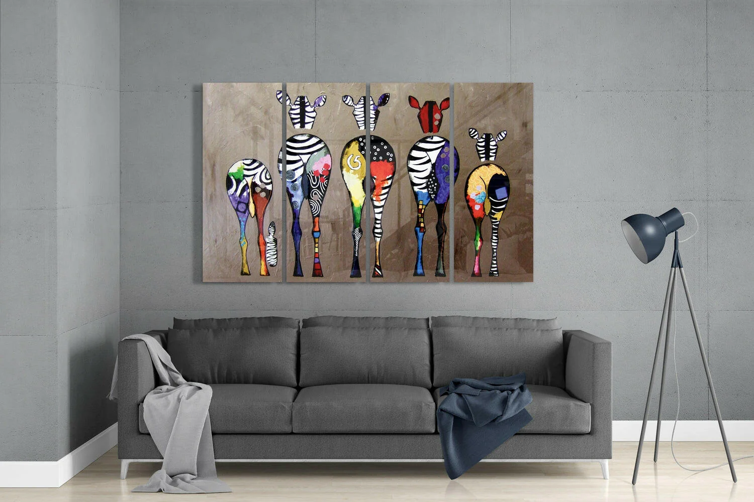 Zebras 4 Pieces Mega Glass Wall Art (59"x36") - Image 3